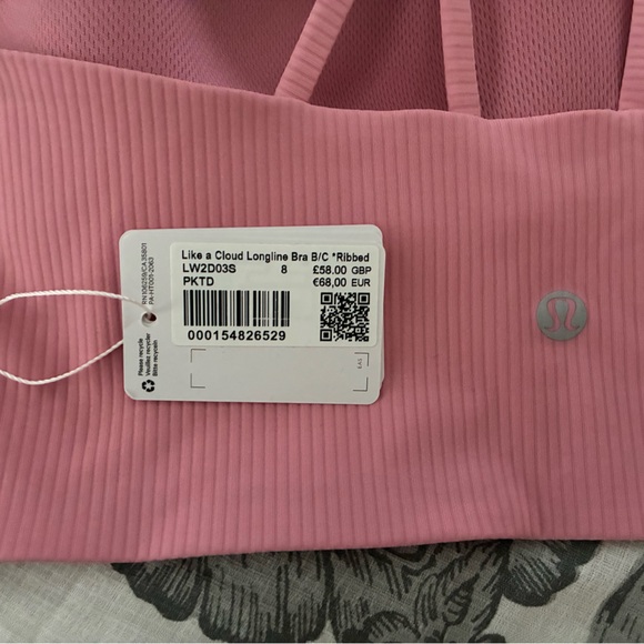 Lululemon Like a Cloud Longline Ribbed Bra Pink Tide EUC size 8 B/C cup - Picture 7 of 10
